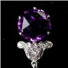 Image 2 : PAIR OF AMETHYST, DIAMOND, 14K WHITE GOLD EARRINGS.
