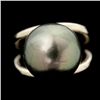 Image 2 : CULTURED PEARL, 14K WHITE GOLD RING.