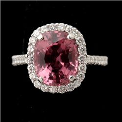 SPINEL, DIAMOND, 18K WHITE GOLD RING.
