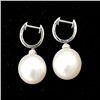 Image 3 : SOUTH SEA CULTURED PEARL, 14K YELLOW GOLD EARRINGS.