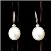 Image 4 : SOUTH SEA CULTURED PEARL, 14K YELLOW GOLD EARRINGS.