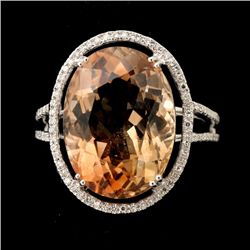 TOPAZ, DIAMOND, 18K WHITE GOLD RING.