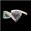 Image 1 : TANZANITE, DIAMOND, OPAL, 14K WHITE GOLD RING.