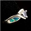 Image 2 : TANZANITE, DIAMOND, OPAL, 14K WHITE GOLD RING.