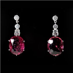 TOURMALINE, DIAMOND, 14K WHITE GOLD EARRINGS.