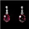 Image 1 : TOURMALINE, DIAMOND, 14K WHITE GOLD EARRINGS.