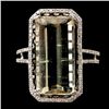 Image 1 : TOURMALINE, DIAMOND, 18K WHITE GOLD RING.