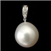 Image 1 : CULTURED PEARL, DIAMOND, 18K WHITE GOLD PENDANT.