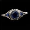 Image 1 : SAPPHIRE, DIAMOND, 14K WHITE GOLD RING.
