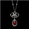 Image 1 : RUBY, DIAMOND, 18K WHITE GOLD NECKLACE.
