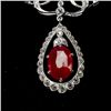 Image 2 : RUBY, DIAMOND, 18K WHITE GOLD NECKLACE.