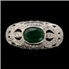 Image 1 : EMERALD, DIAMOND, 18K WHITE GOLD RING.