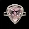 Image 1 : KUNZITE, DIAMOND, 18K WHITE GOLD RING.