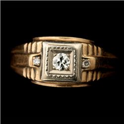 GENTLEMAN'S DIAMOND, 14K YELLOW & WHITE GOLD RING.