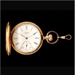 ELGIN 14K YELLOW GOLD HUNTING CASE POCKET WATCH.