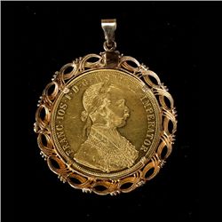 GOLD COIN, 14K YELLOW GOLD PENDANT.
