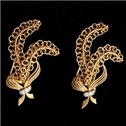 PAIR OF CARTIER DIAMOND, 18K Y/G DOUBLE CLIPS.