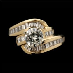 DIAMOND, 14K YELLOW GOLD RING.