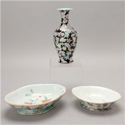 Three Enameled-Porcelain Vessels