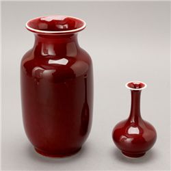 Two Red-Glazed Porcelain Vases
