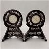 Image 1 : A Pair of Table Screen with Inset Jade Plaques