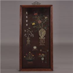 A Hardstone Inlaid Wall Panel