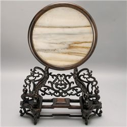 A Marble and Wood Table Screen