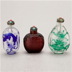Three Glass Snuff Bottles