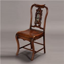 A Hardwood Chair with Marble Inset
