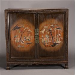 A Wood Cabinet with Inlaid Decoration