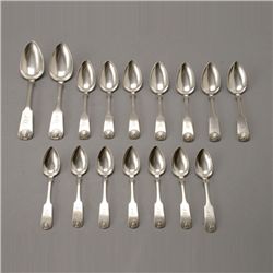 Sixteen F & M Coin Silver  Spoons