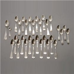 Assembled Group of Thirty Coin Silver Spoons