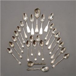 Set of 18 M. Ostby 830 Silver Demitasse Spoons, etc