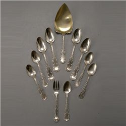 10 Assembled Whiting Sterling Spoons and Pie Server