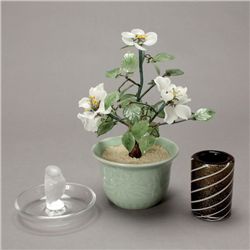 Lalique France Bird Ring Stand; a Venetian vase
