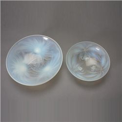 Two French Opalescent Glass Center Bowls