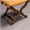 Image 2 : Pair Savonarola Walnut Stools Fitted with Cushions