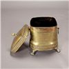 Image 3 : Brass Two Handled Coal Shuttle with Lion Paw Feet,