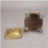 Image 4 : Brass Two Handled Coal Shuttle with Lion Paw Feet,