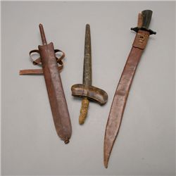 Three Large Knives in Sheaths