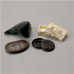 Inuit Soapstone Figure of Walrus etc