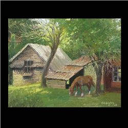Edward Quigley "Horse in Pasture" Oil