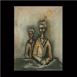 American School "Two Figures" Oil