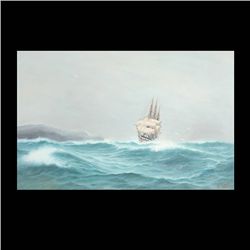 William Edgar "Ship at Sea" Oil