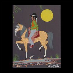 JUSTIN TSO, Navajo Rider on Horse, Gouache