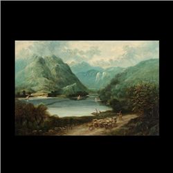 Continental School, Sheep Herder, Oil on canvas