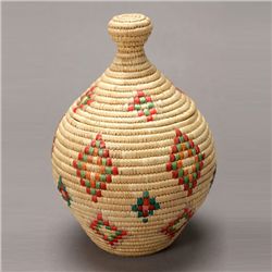 Basketry jar with knob top