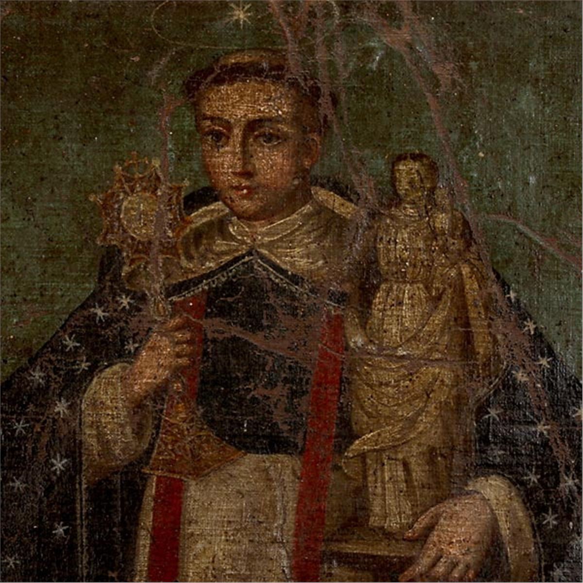 Rare Spanish colonial retablo of san jacinto