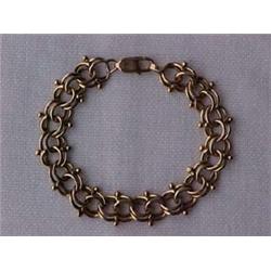 14K GOLD CHARM BRACELET - 7-1/2" DOUBLE LIN