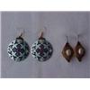 Image 1 : TWO PAIR OF VERMEIL EARRINGS - ROUND ENAMEL